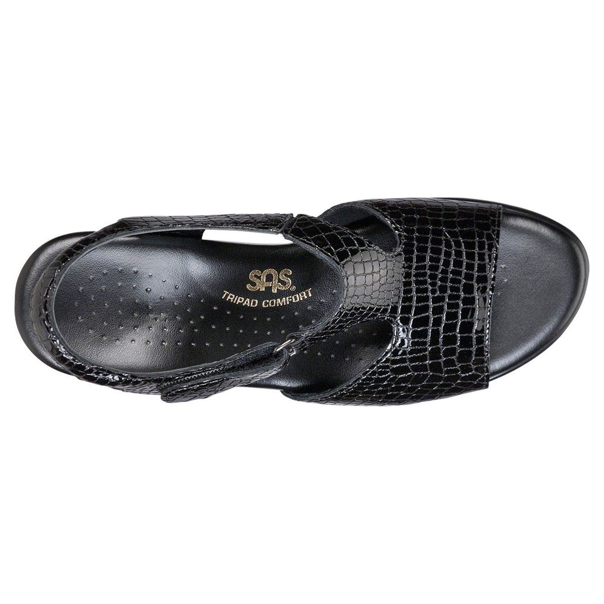 Women's Suntimer Heel Strap Sandal in Black Croc Wide