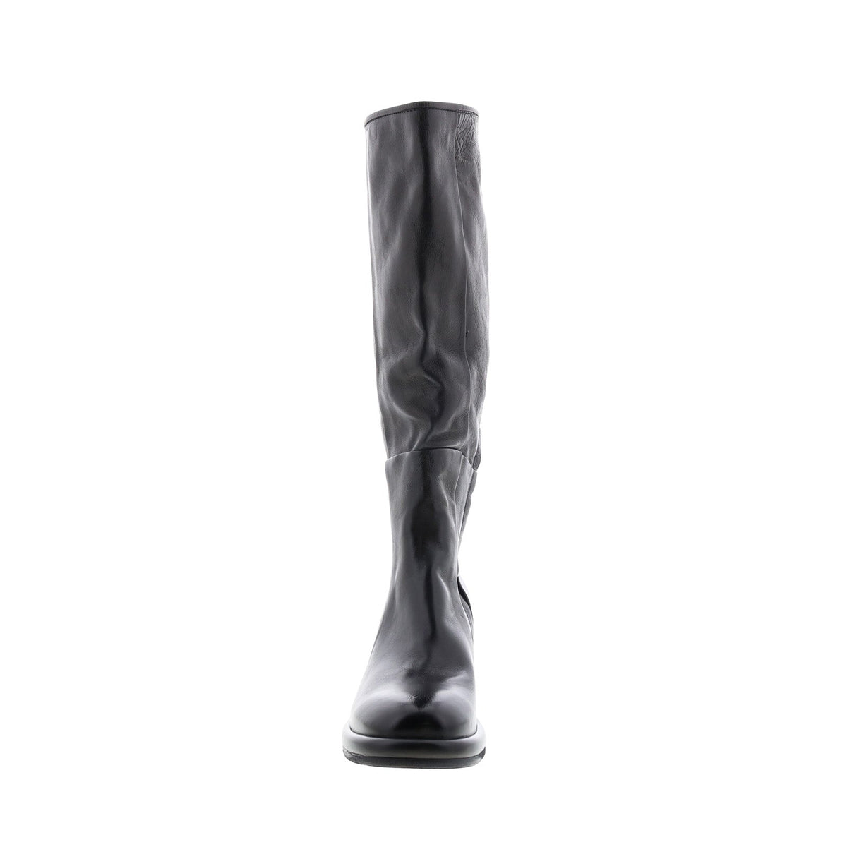 Lynton A95305-101 Womens Black Leather Zipper Knee High Boots