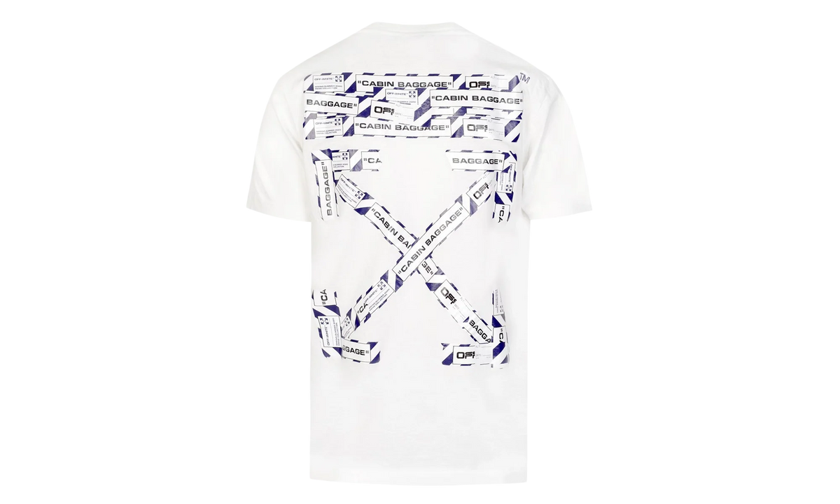 Slim Fit Airport Tape Print T-Shirt "White" OMAA027S201850030188