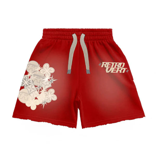 Retrovert Cluster Patch Shorts - Red