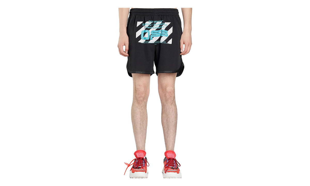 OFF-WHITE Wavy Line Mesh Shorts "Black / Multicolor" OMCI005R201010041001