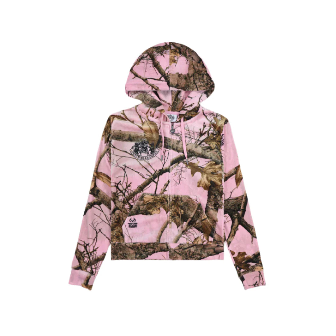 Pleasures x RealTree Women's Velour Robertson Hoodie - Pink Edge