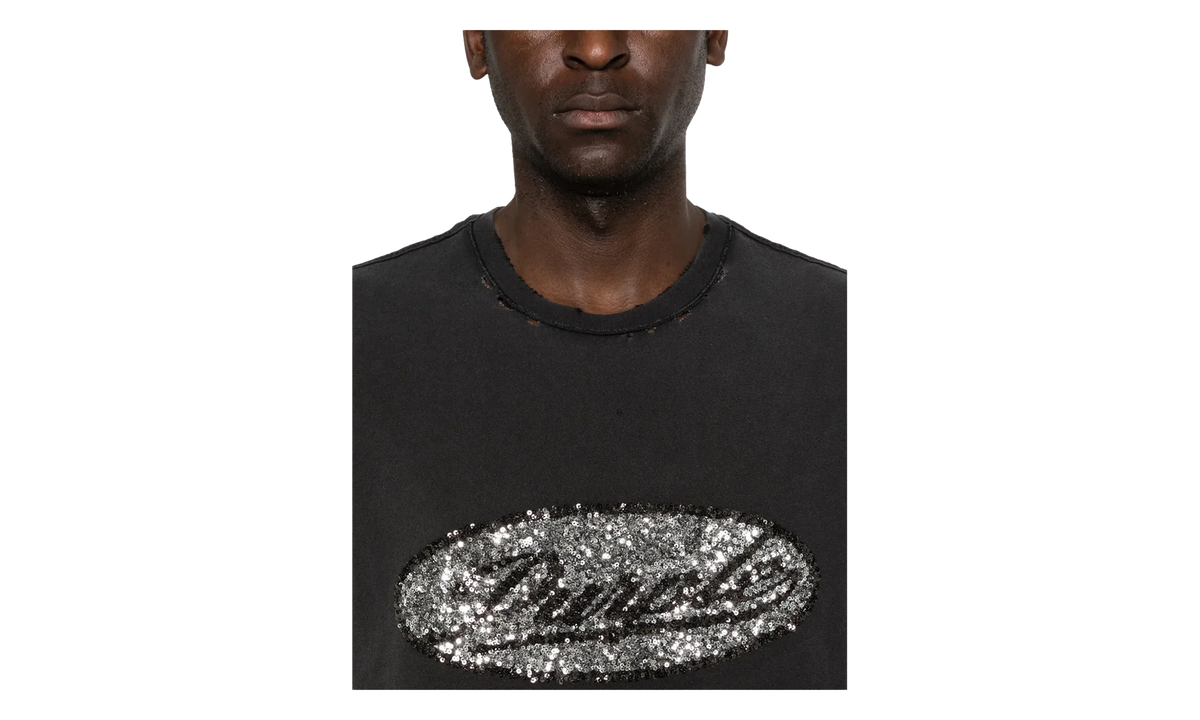 Sequin Script Sleeveless Tee "Black" P103 TBDS226