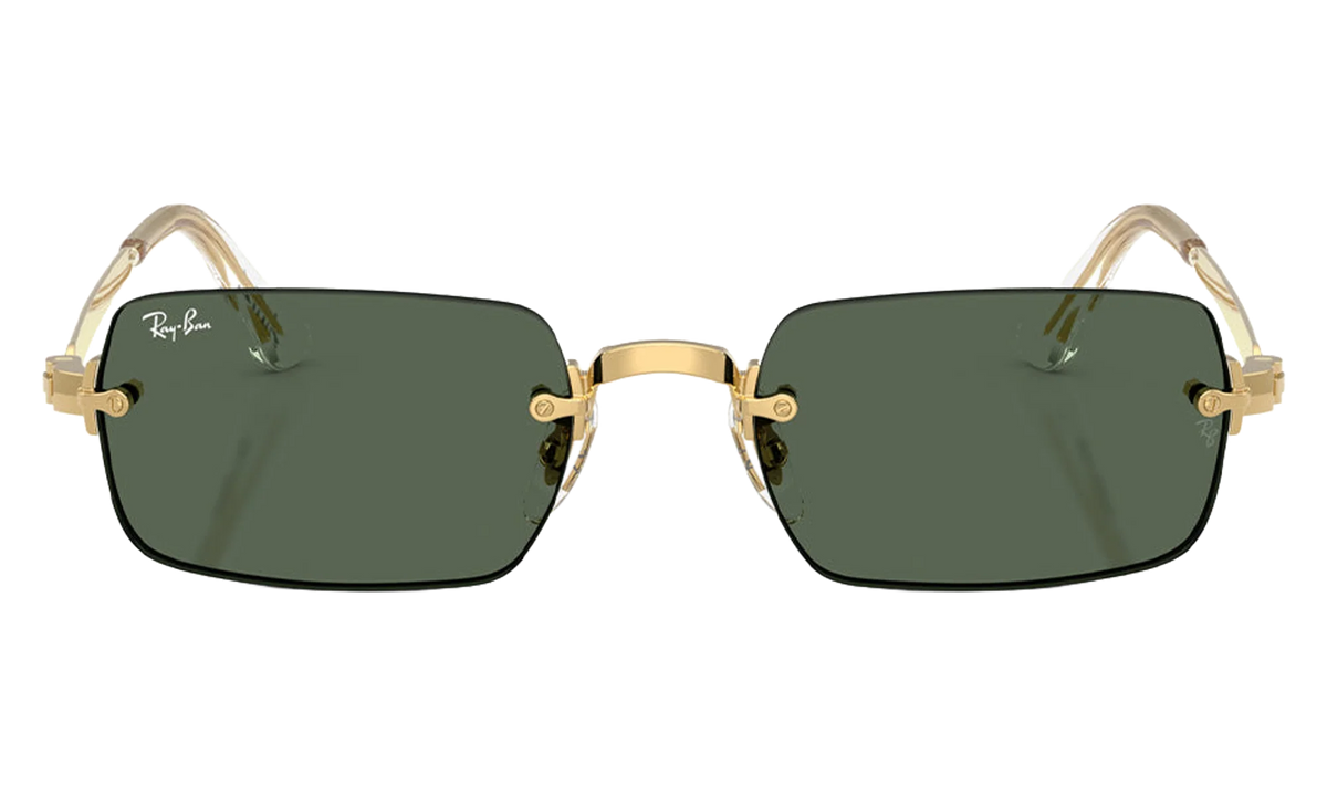 Ray-Ban Rimless "A$AP Rocky - Polished Arista Gold with Dark Green Lens" RB3928 001 71