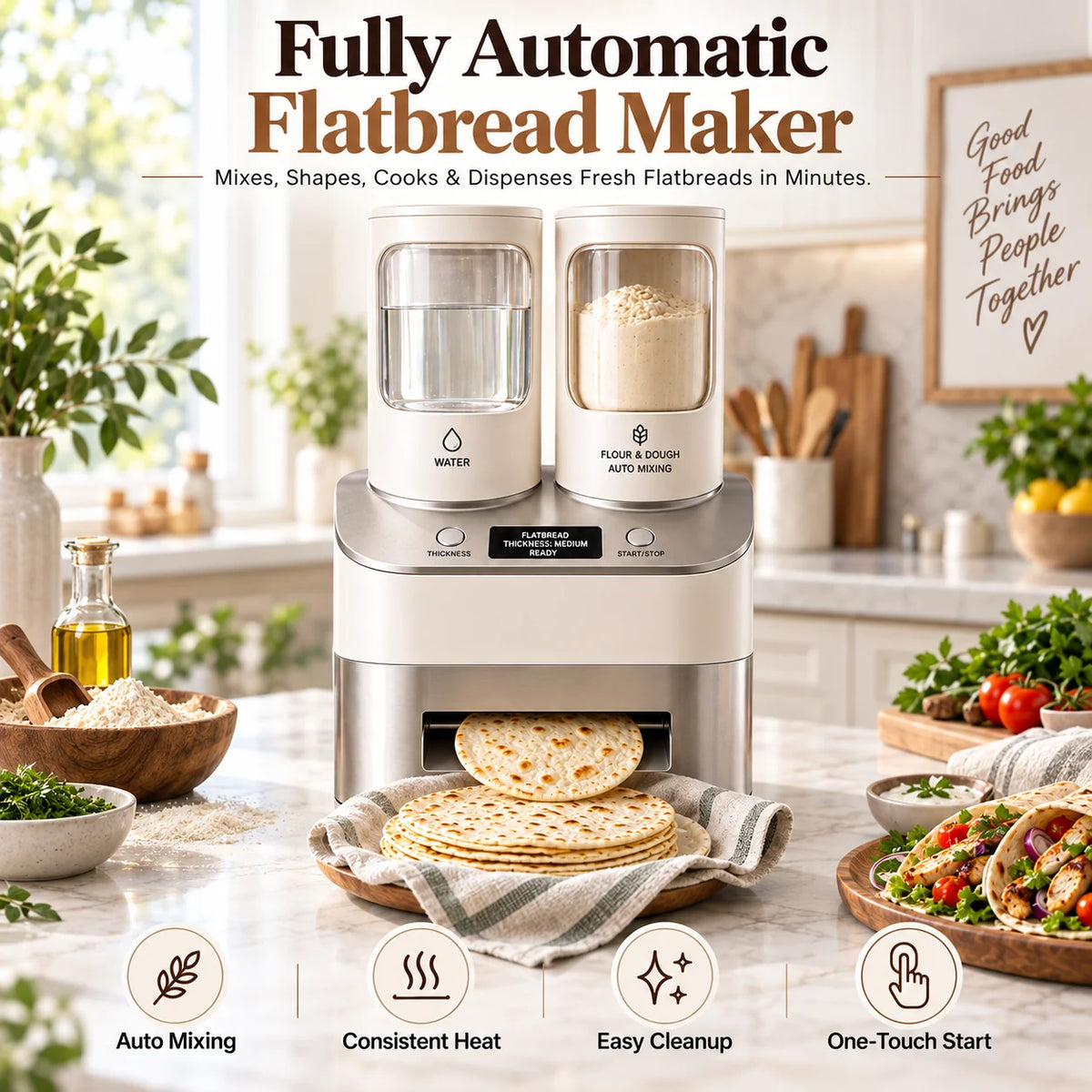 Automatic Flatbread Maker – Fresh Tortillas, Roti & Wraps at Home