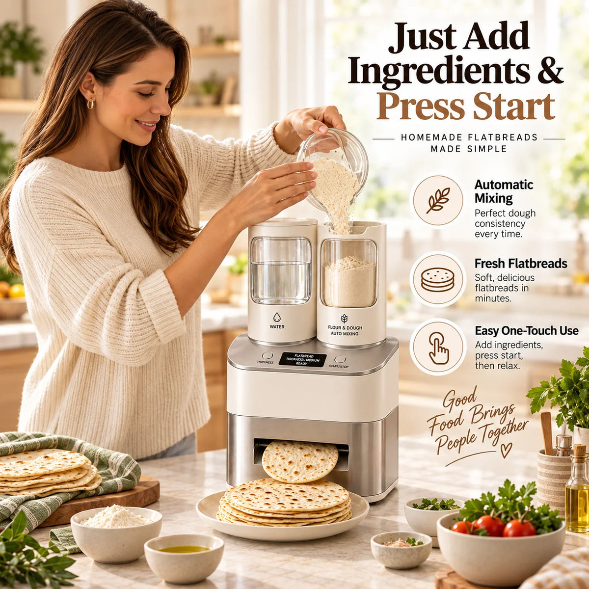 Automatic Flatbread Maker – Fresh Tortillas, Roti & Wraps at Home