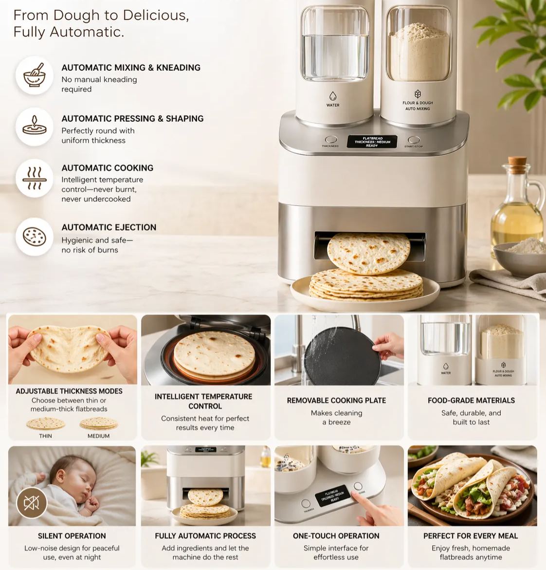 Automatic Flatbread Maker – Fresh Tortillas, Roti & Wraps at Home