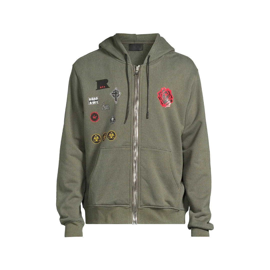RtA Floyd Military Patch Hoodie - Olive