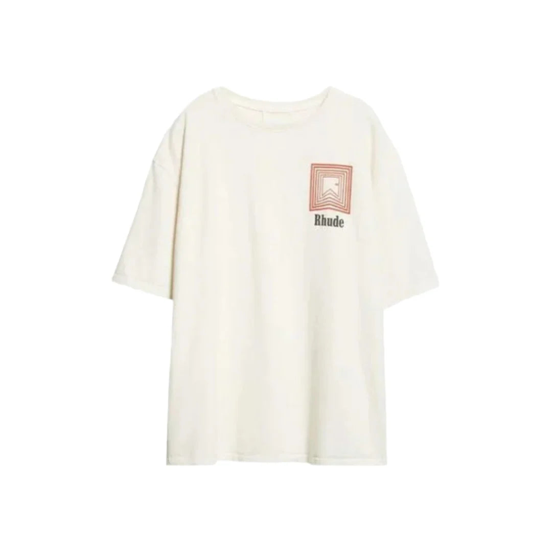 Rhude Chevron Logo Repeat T-Shirt - Vintage White