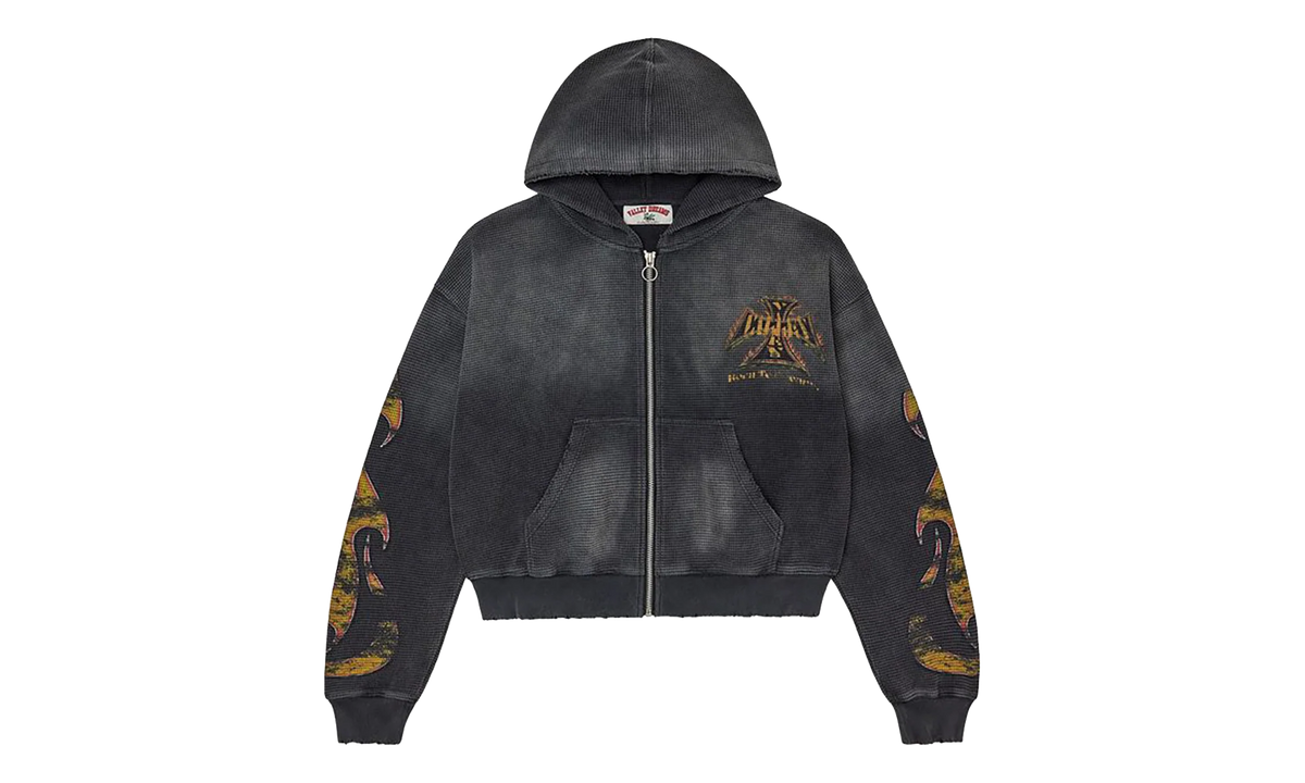 Reborn Waffle Knit Zip Up "Black" VAL139