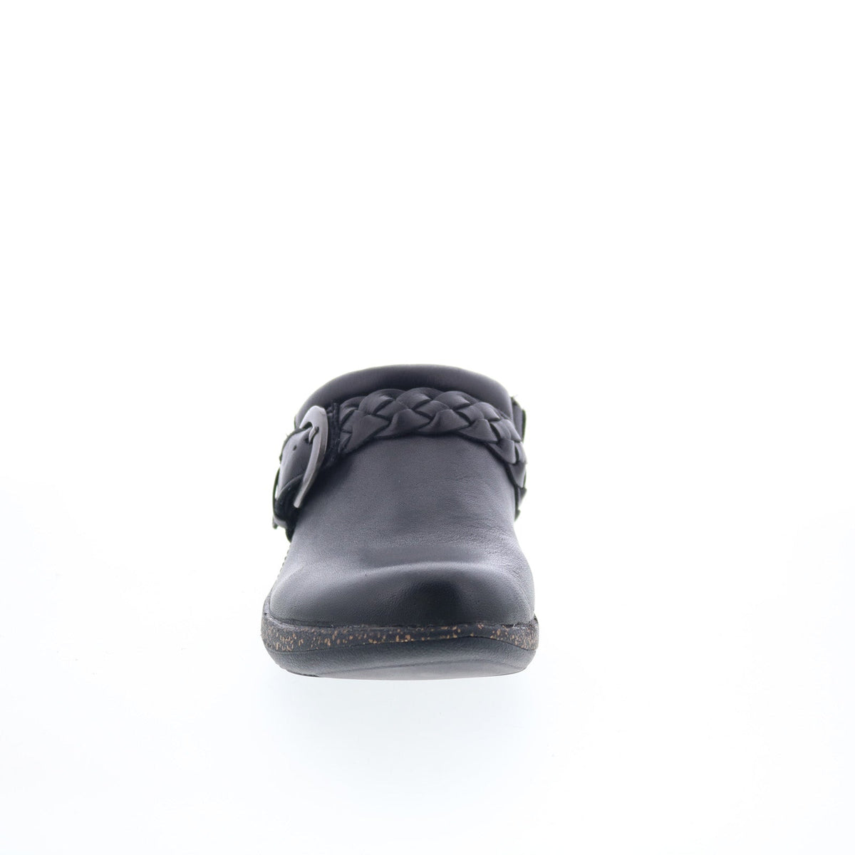 Aetrex Libby DM200 Womens Black Leather Slip On Clogs Flats Shoes