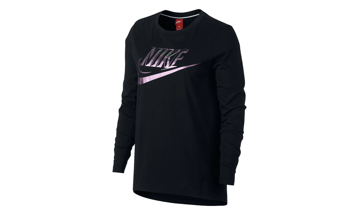 Foil Swoosh Logo Long Sleeve T-Shirt WMNS"Black/ Purple" 874120 010