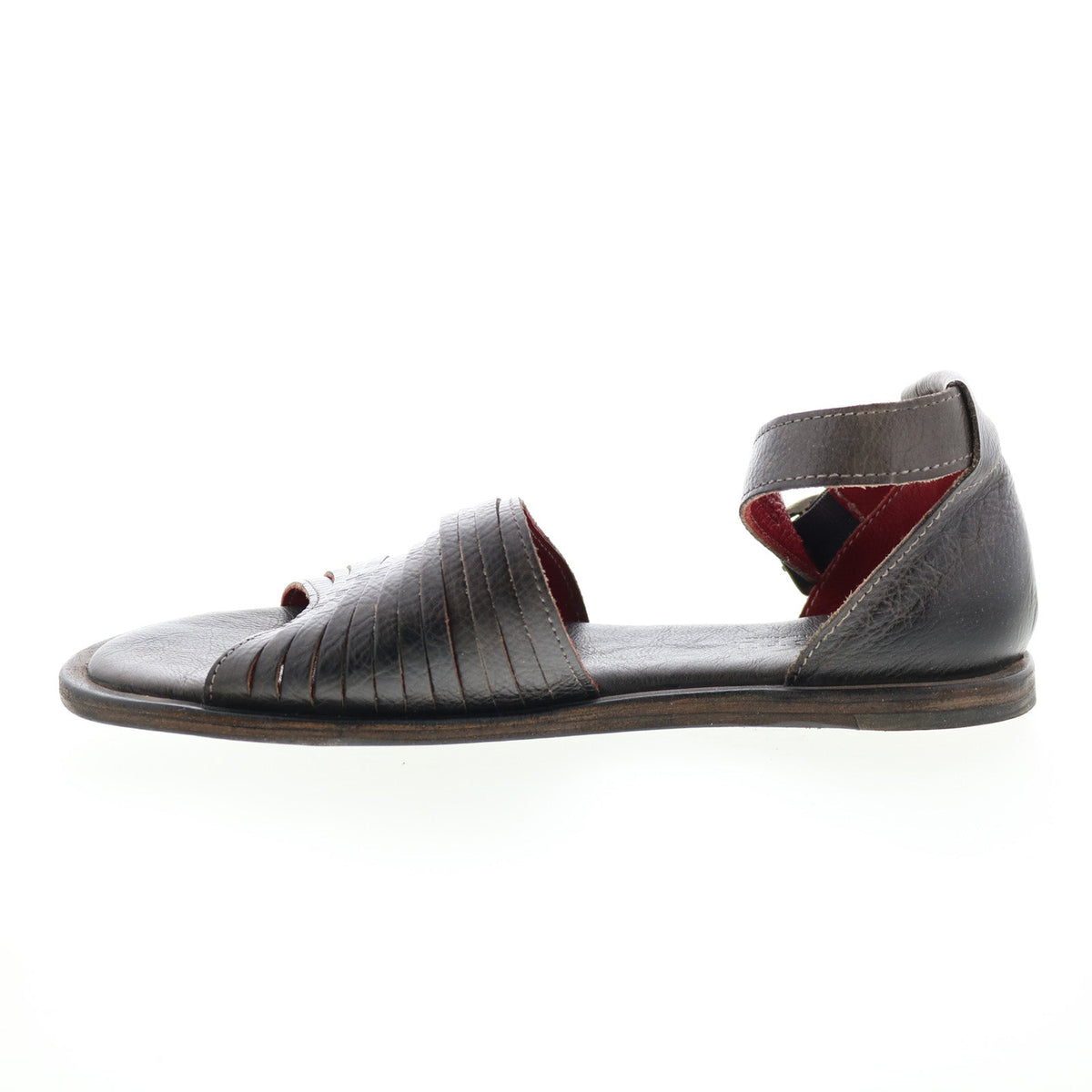 Bed Stu Lilia F373155 Womens Black Leather Hook & Loop Strap Sandals Shoes