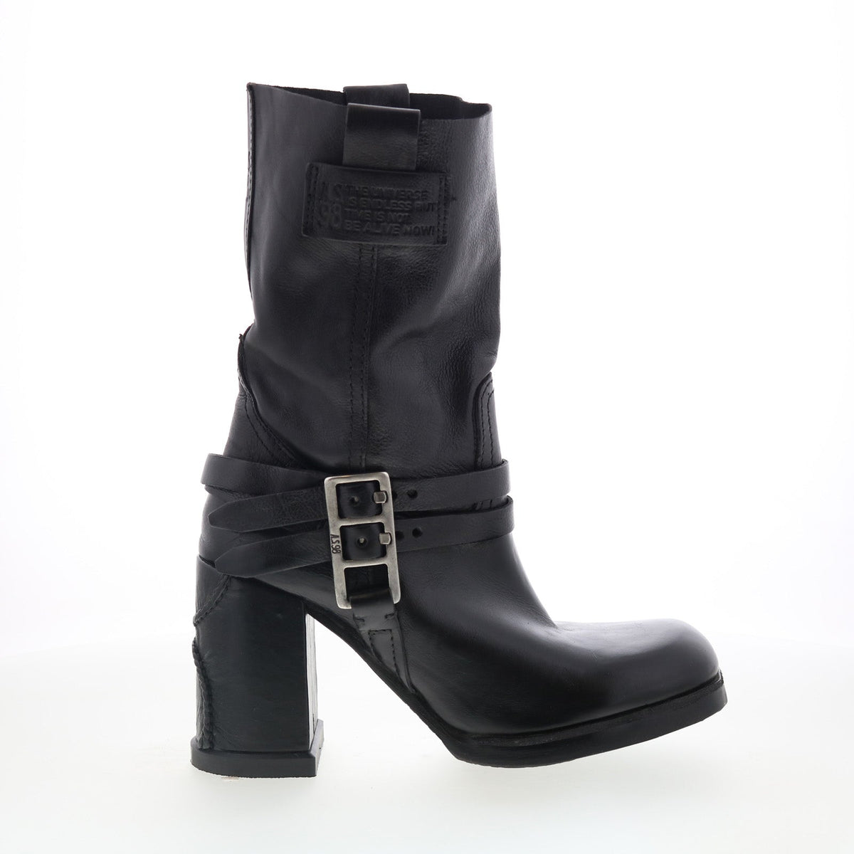 Lil Womens Black Leather Slip On Casual Dress Boots